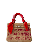 Load image into Gallery viewer, Kamille red coffee print jute bag