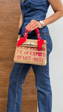 Load image into Gallery viewer, Kamille red coffee print jute bag