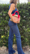Load image into Gallery viewer, Kamille red coffee print jute bag